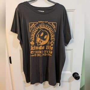 Gray Graphic T-Shirt with Gold Print